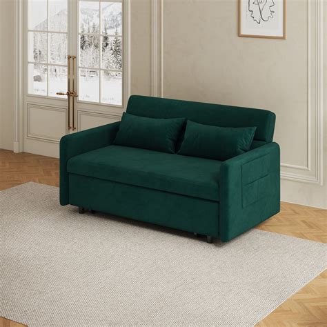 Arcticscorpion 2 Seat Velvet Pull Out Sofa Bed Sleeper Sofa Couch With