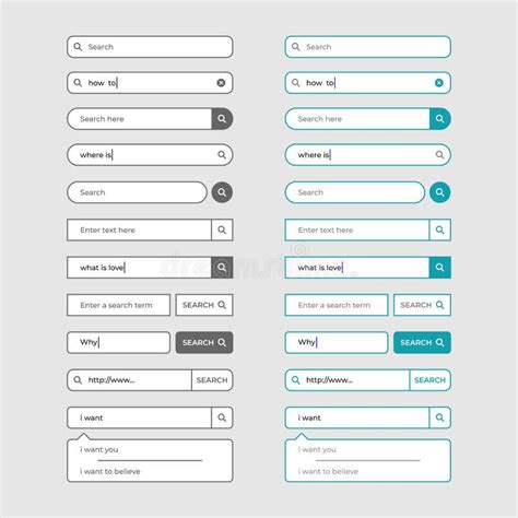 Sistema De Elementos Del Diseño De La Barra De La Búsqueda Ilustración
