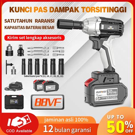 Jual Nanwei Cordless Electric Impact Wrench Set Socket Motor Mobil