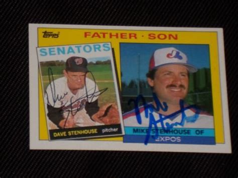 DAVE STENHOUSE MIKE STENHOUSE 1985 TOPPS FATHER SON SIGNED