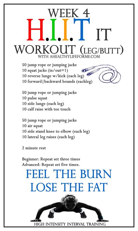 Hiit Workout Week 4 Leg Butt A Healthy Life For Me