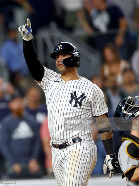 Gleyber Torres Of The New York Yankees Celebrates Of His Home Run In