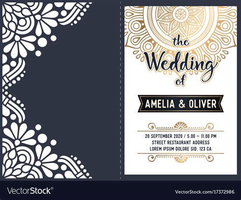 Wedding Card Laser Cut Template Royalty Free Vector Image