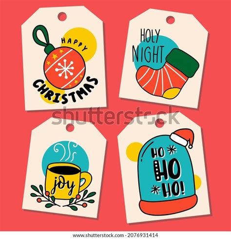 Collection Christmas New Year Gift Tag Stock Vector Royalty Free