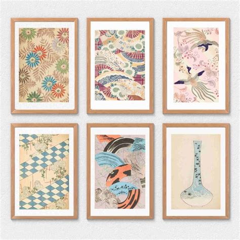 Vintage Japanese Wall Art Set Of Prints Vintage Japanese Hanging Wall