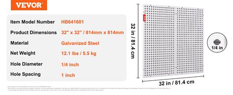 Vevor Pegboard Wall Organizer X Lbs Loading Garage Metal