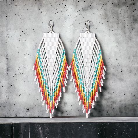 PDF White Tribal Beaded Earrings Pattern For Beginner Pattern Native