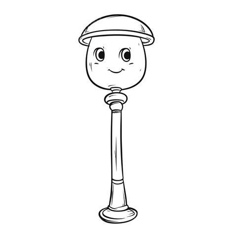 An Eponymous Cartoon Street Lamp Drawing Page Outline Sketch Vector ...