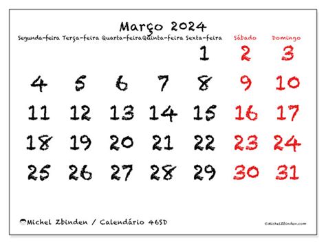 Calendário Março 2024 46 Michel Zbinden PT