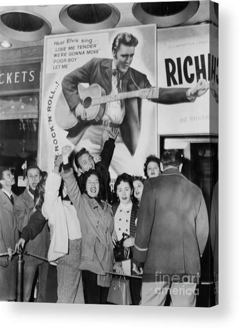 Fans Wait In Line To See Elvis Presley Acrylic Print By New York Daily