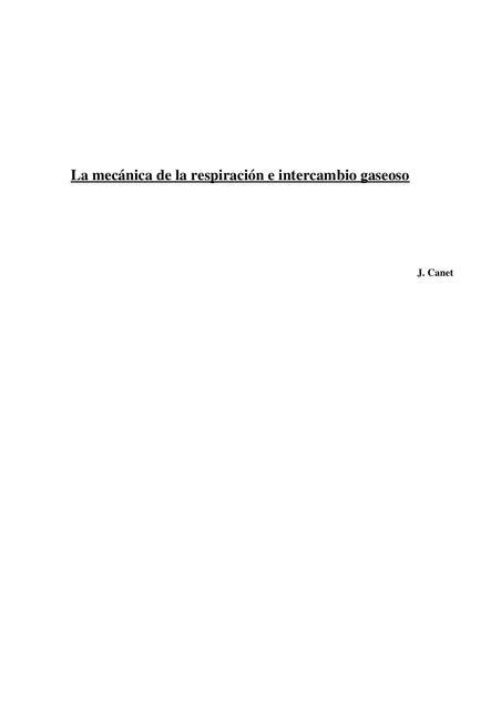 La Mec Nica De La Respiraci N E Intercambio Gaseoso Biolog A General