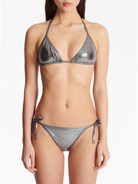 Balmain Metallic Finish Bikini Set Farfetch