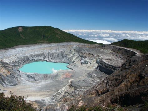 Crater of Volcano Poas stock image. Image of cloud, slope - 34069