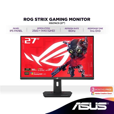 Asus Rog Strix Xg27acs 27 2k Qhd 180hz Gaming Monitor Fast Ips G All It Hypermarket