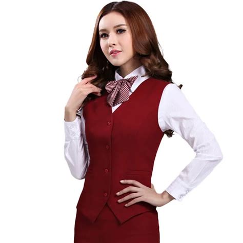 Spring Fashion Business Ladies Vest Work Wear Uniforms Slim V Neck