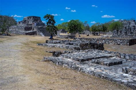 Mayapan A Mayan Archaeological Site Near Merida Yucatan Mexico Stock