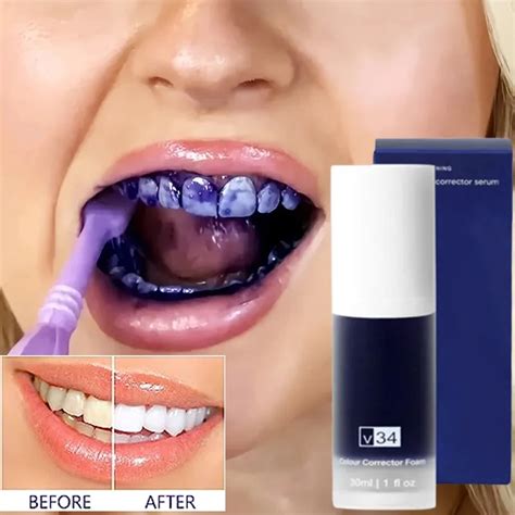 Eficaz Roxo Creme Dental Corrector Dentes Branqueamento Mousse Limpeza