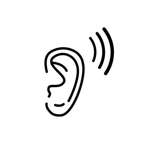 Ear Line Icon Symbol Of Ability Hear Listen Help Aid People Vector