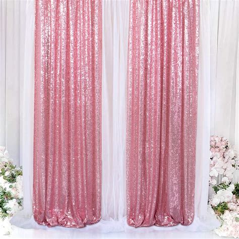 Shinybeauty Sparkle Backdrop Curtain Fuchsia Pink 2 Panels