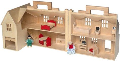 Melissa And Doug Fold And Go Wooden Dollhouse With 2 Play Figures And 11 Pieces Of Furniture Fold