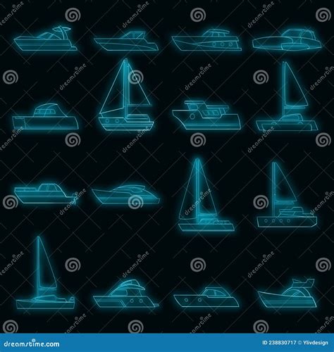 Yachts Icons Set Vector Neon Stock Vector Illustration Of Races