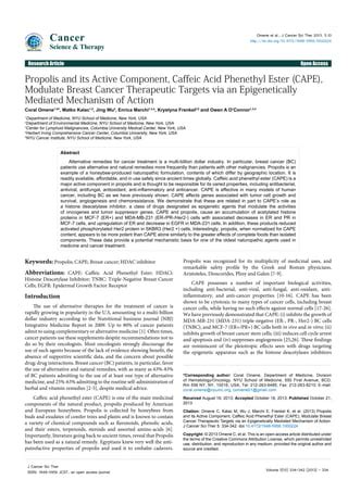 Propolis With Cape Modulates Breast Cancer Cells Pdf