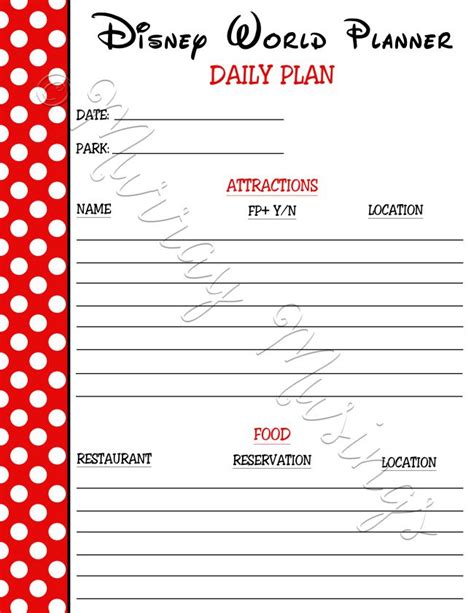 Printable Disney Daily Planner