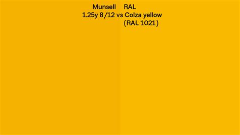 Munsell Y Vs Ral Colza Yellow Ral Side By Side Comparison