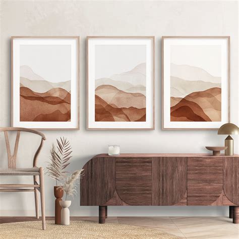 terracotta printable wall art watercolor abstract landscape prints set