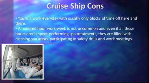 Pros and cons of working at a spa on a cruise ship