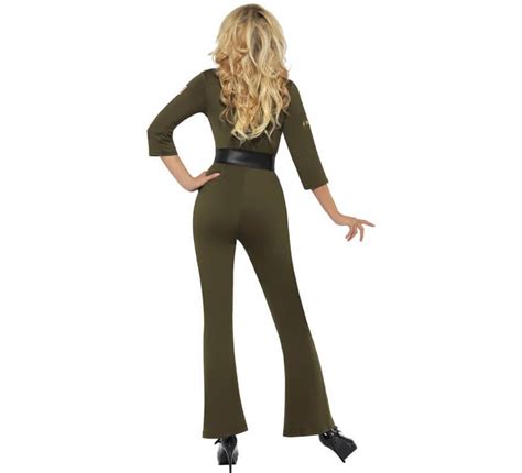 Disfraz De Aviadora Sexy Verde Top Gun Para Mujer