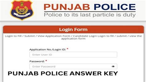 Punjab Police SI Answer Key 2023 Sub Inspector Exam Solution