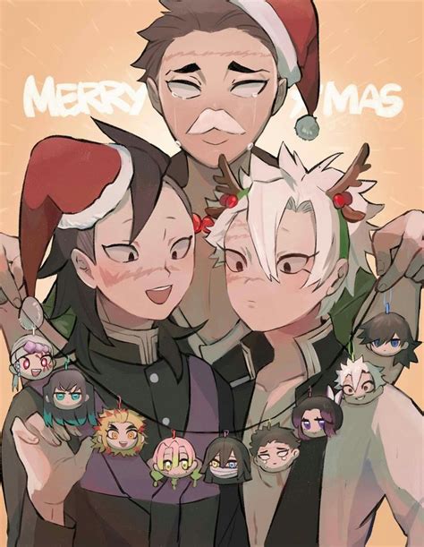 Some Very Cute Anime Characters With Santa S Hats And Christmas