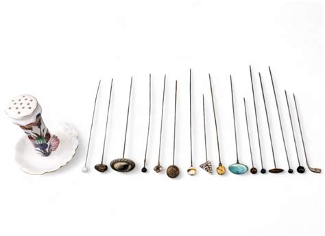 At Auction Antique Victorian Hat Pins And Holder