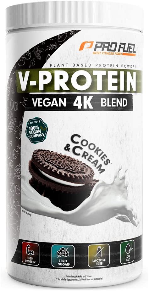 Vegan Protein Pulver COOKIES CREAM 750g V PROTEIN 4K Blend