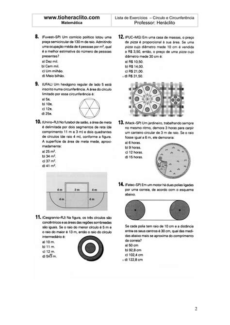 Lista Circulo Circunferencia Pdf