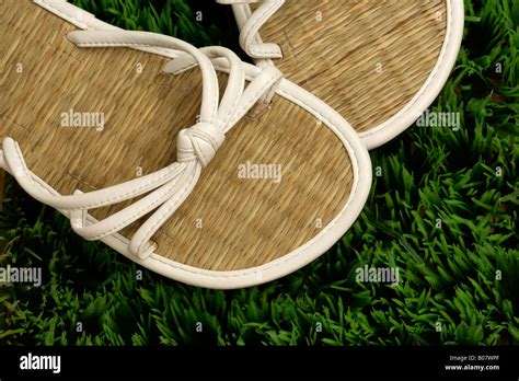 Flip Flops On Grass Stock Photo Alamy