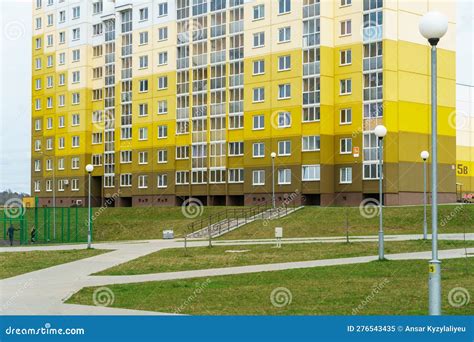 Modern Well Maintained Residential Area With Tall Multi Colored Houses