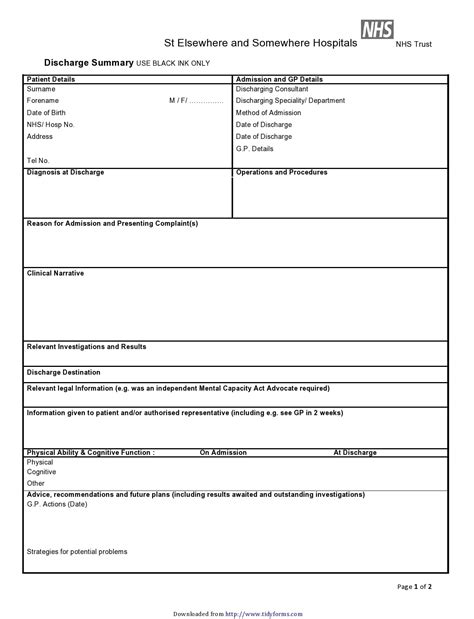 What Is A Discharge Form Template Sampletemplates