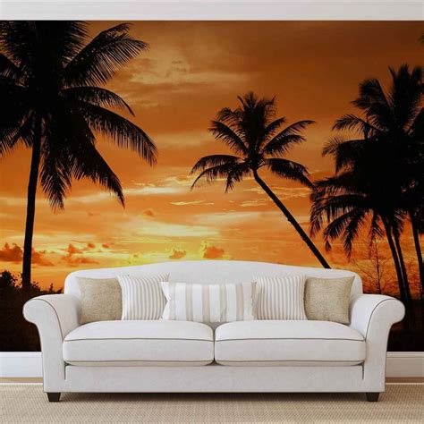 Beach Tropical Sunset Palms Wall Paper Mural Buy At UKposters