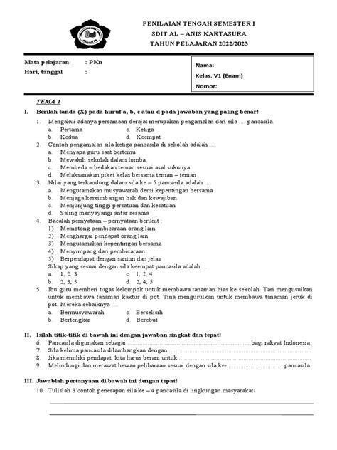 Soal Pts 1 Pkn Kelas 6 Pdf