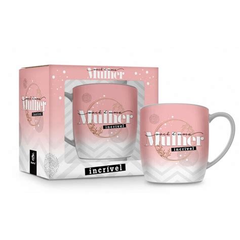 Caneca Porcelana Urban 360ml Na Caixa Mulher Incrível Presente