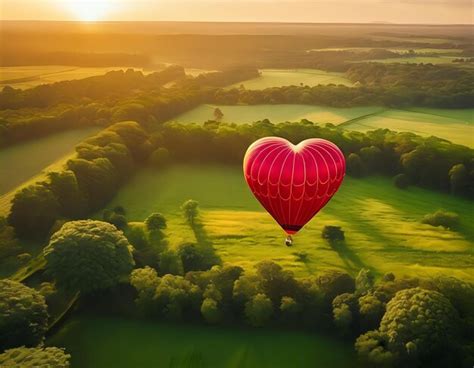 Premium Photo A Stunning Shot Of A Heartshaped Hot Air Balloon