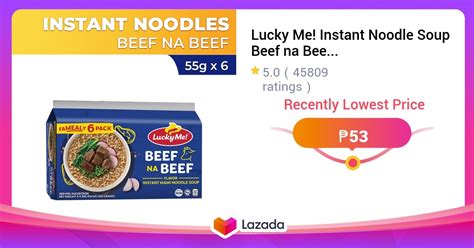 Lucky Me Instant Noodle Soup Beef Na Beef Multipack 55g X 6