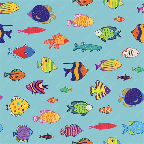 Premium Vector Tropical Fish Vector Seamless Pattern