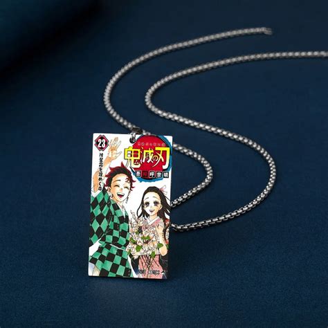 Style Kimetsu No Yaiba Tanjiro Necklace Anime Hanafuda Dangle