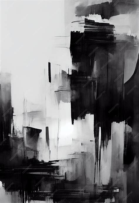 premium photo abstract painting balck  white color modern art