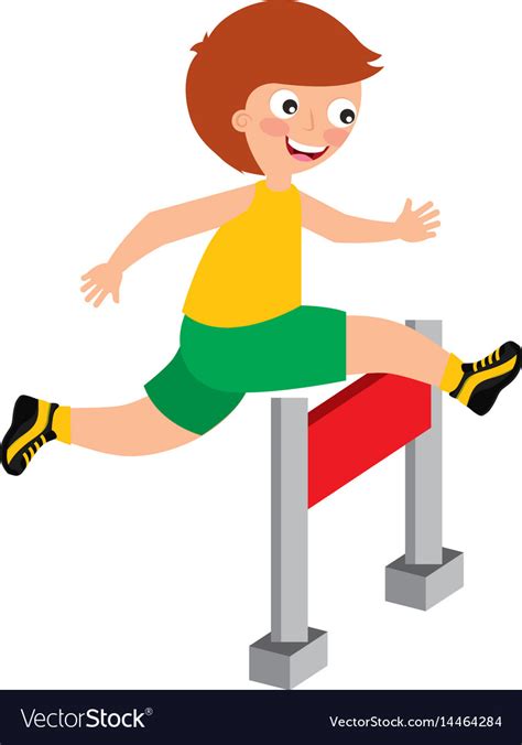 Little kid in obstacle race Royalty Free Vector Image