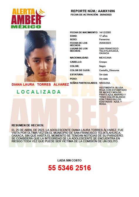 Alerta Amber M Xico On Twitter La Alertaamber Para Diana Laura