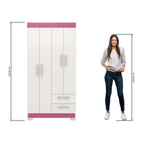 TUPI S A ROPERO ABBA 4 PUERTAS 2 CAJONES NT6010 BLANCO BLANCO ROSA